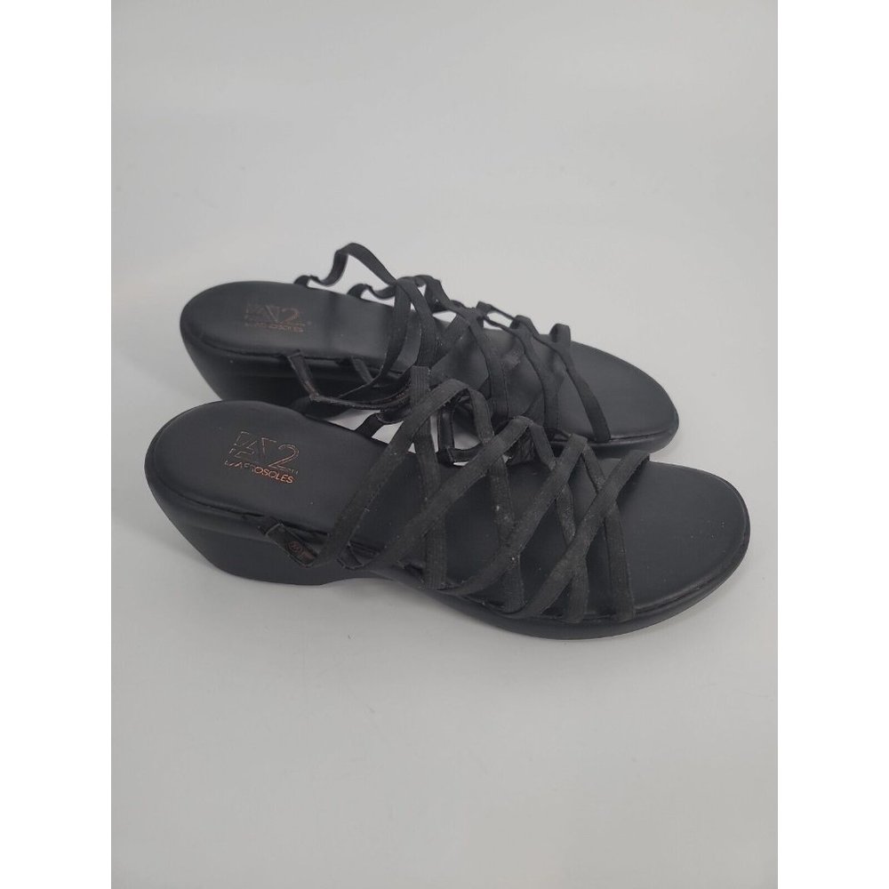 A2 By Aerosoles Womens Black Heelrest Open Toe Sandals Size 11 Wedge Strappy
